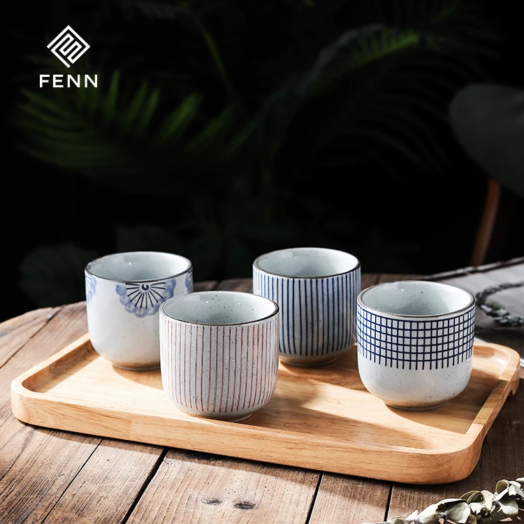 FENN New Fashion Japanese Style Round Shape 200ml Handmade Tea Cups Manufacturers Vintage Coffee Cup Ceramic Wholesale for Gift