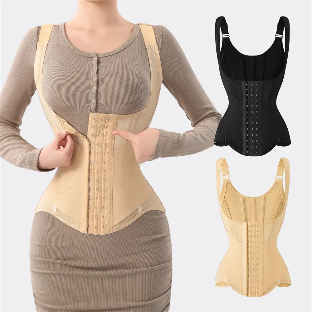 Women Full Body Double Belt Trimmer Wrap Girdle Corset Waist Trainer Shaper Tummy Control Shaperwear for Women