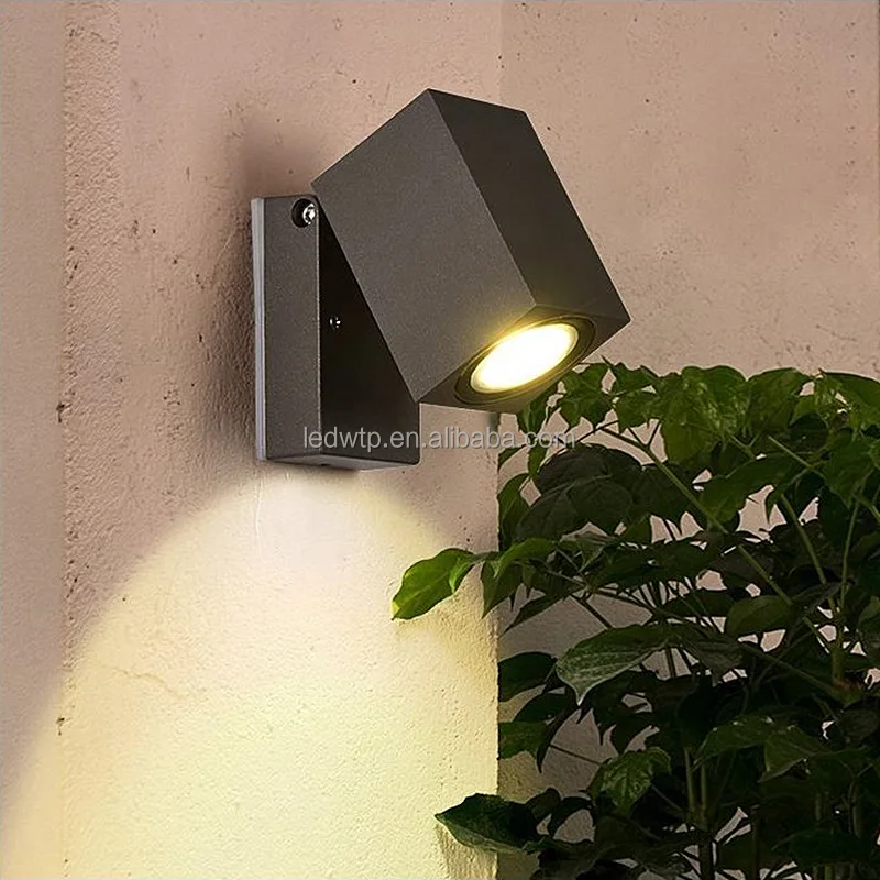 Good Quality 90 Degree Rotating GU10 Outdoor Waterproof LED Porch Light Balcony Stair Villa Wall Light 7W COB Exterior Wall Lamp