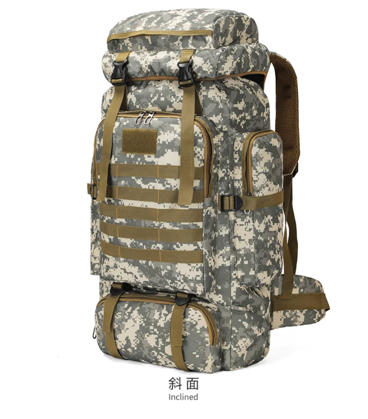 70L 80L Camping Hiking Tactical Backpack Molle Rucksack Waterproof Traveling Daypack for Trekking Hunting factory