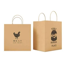 Biodegradable Packaging Kraft Wine Shopping Bags , Wholesale Custom Logo Eco Friendly Fast Food Take Away Brown Craft Paper Bag