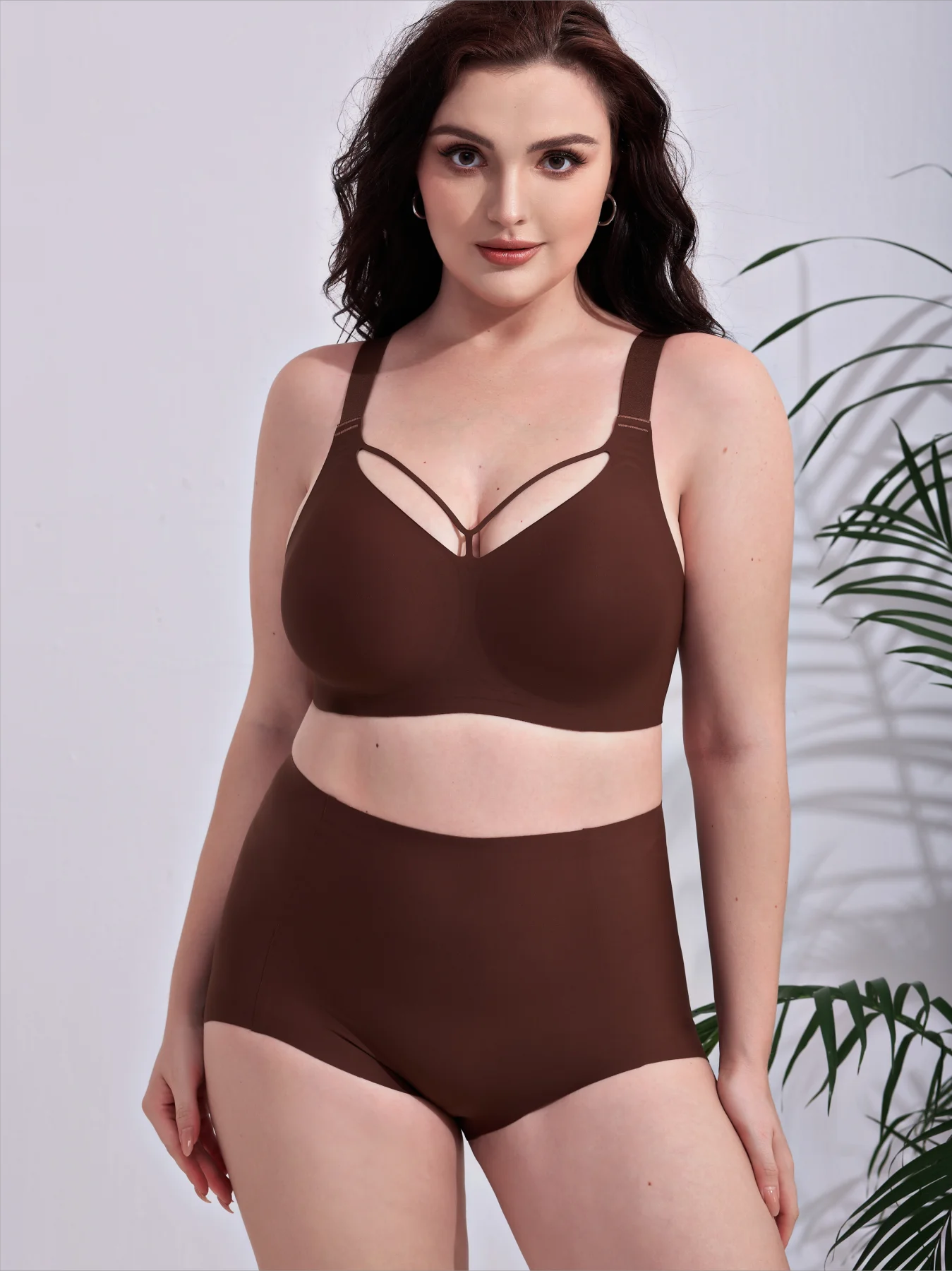 JGU-003 brown wire-free bra front view