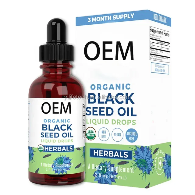 60ml OEM private label black seed oil drops boost immunity black seed oil liquid drops supplements