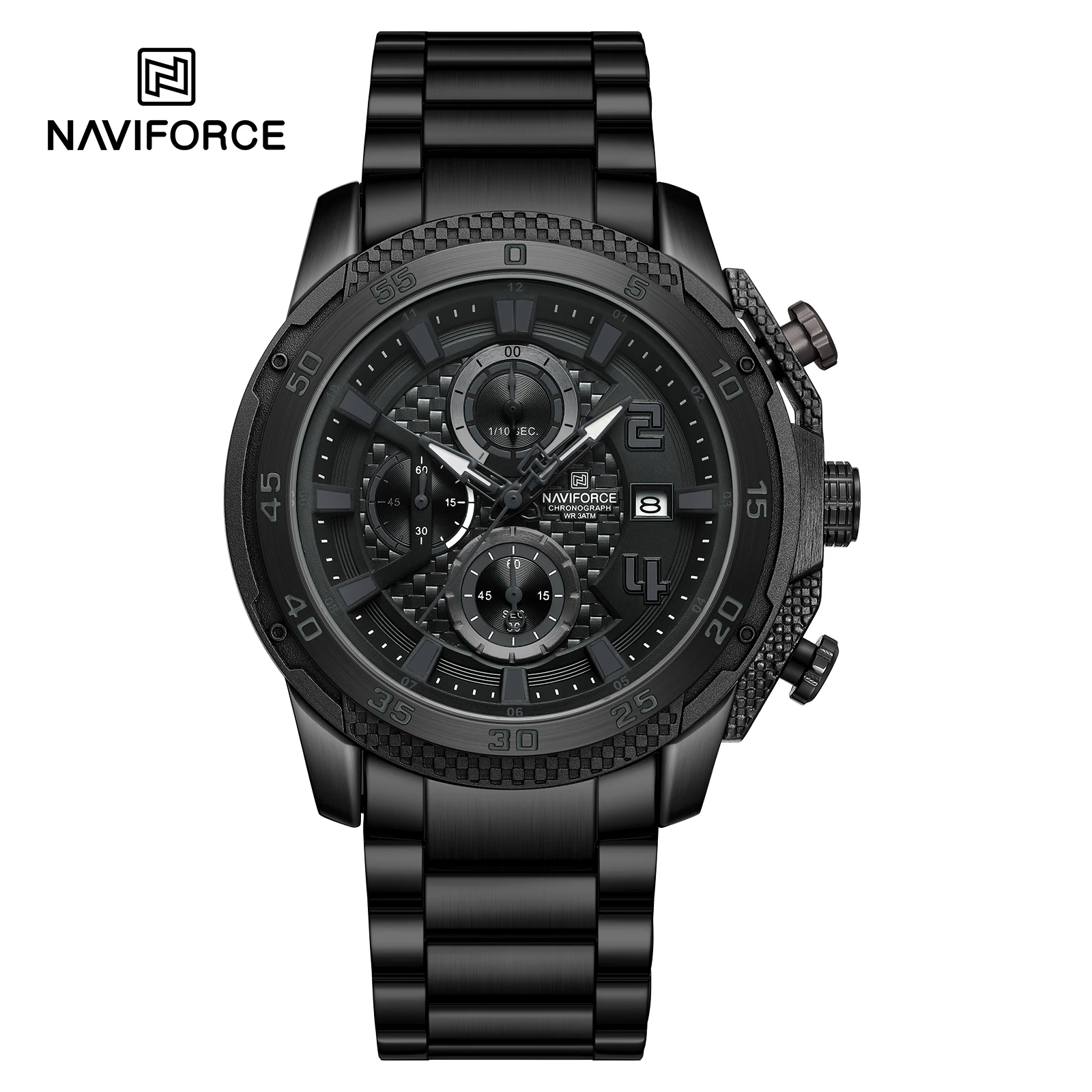 NAVIFORCE 8047 Men Watch Sport Top Brand Luxury Chronograph Date Original Wristwatch Stainless Steel Watches Quartz Male Clock