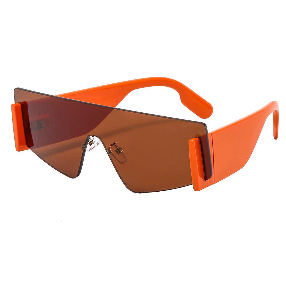 Vintage Oversized Square Rimless Orange Sunglasses Men Women  display picture 2