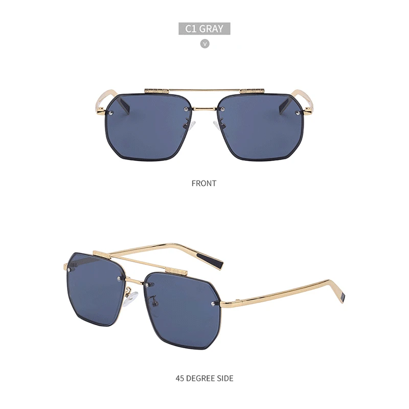 Retro Custom Made Rectangle Metal Sunglasses Fashion Promotion Uv400