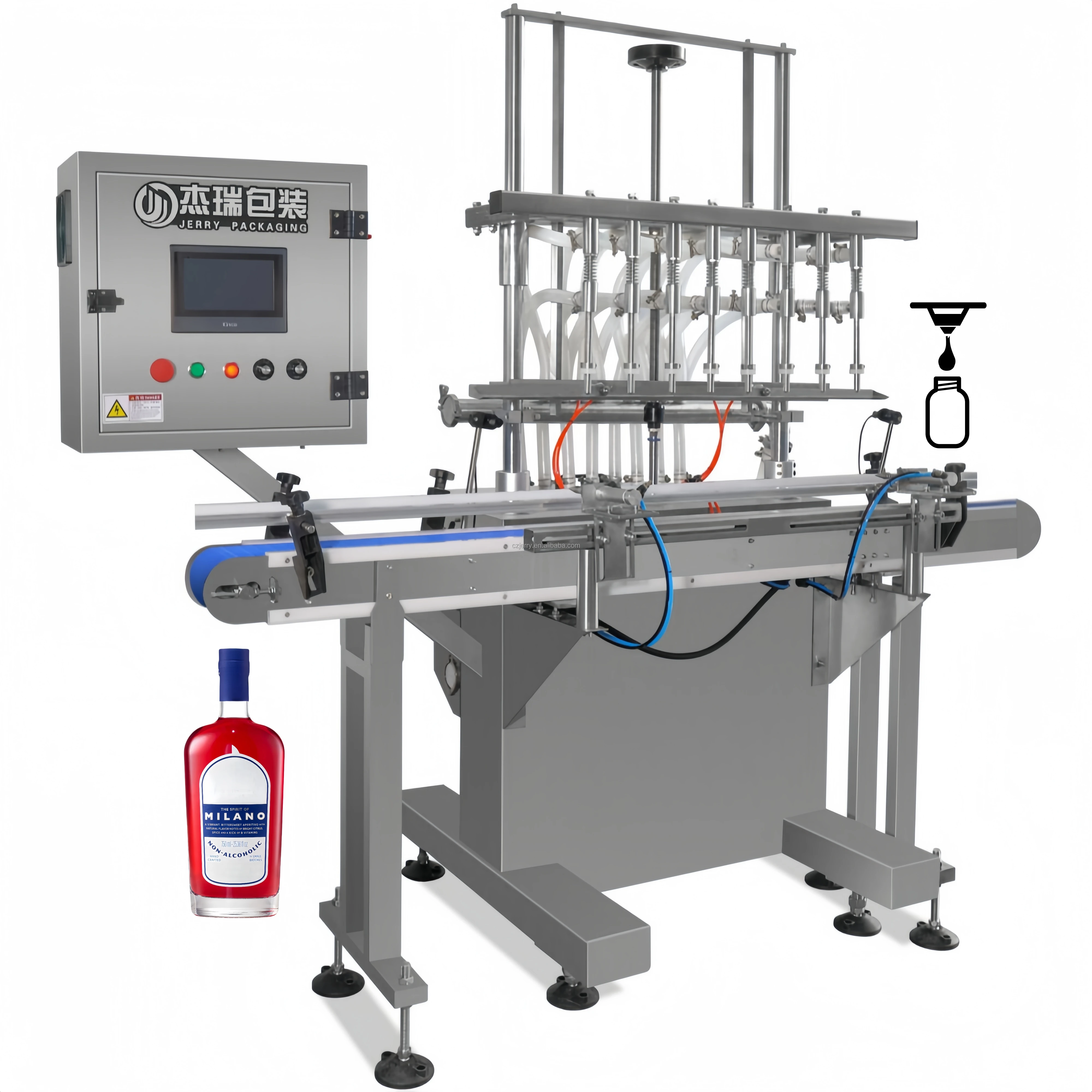 14 Nozzle Automatic Bottle Liquid Overflow Gravity Liquor Filling and Clapping Machine