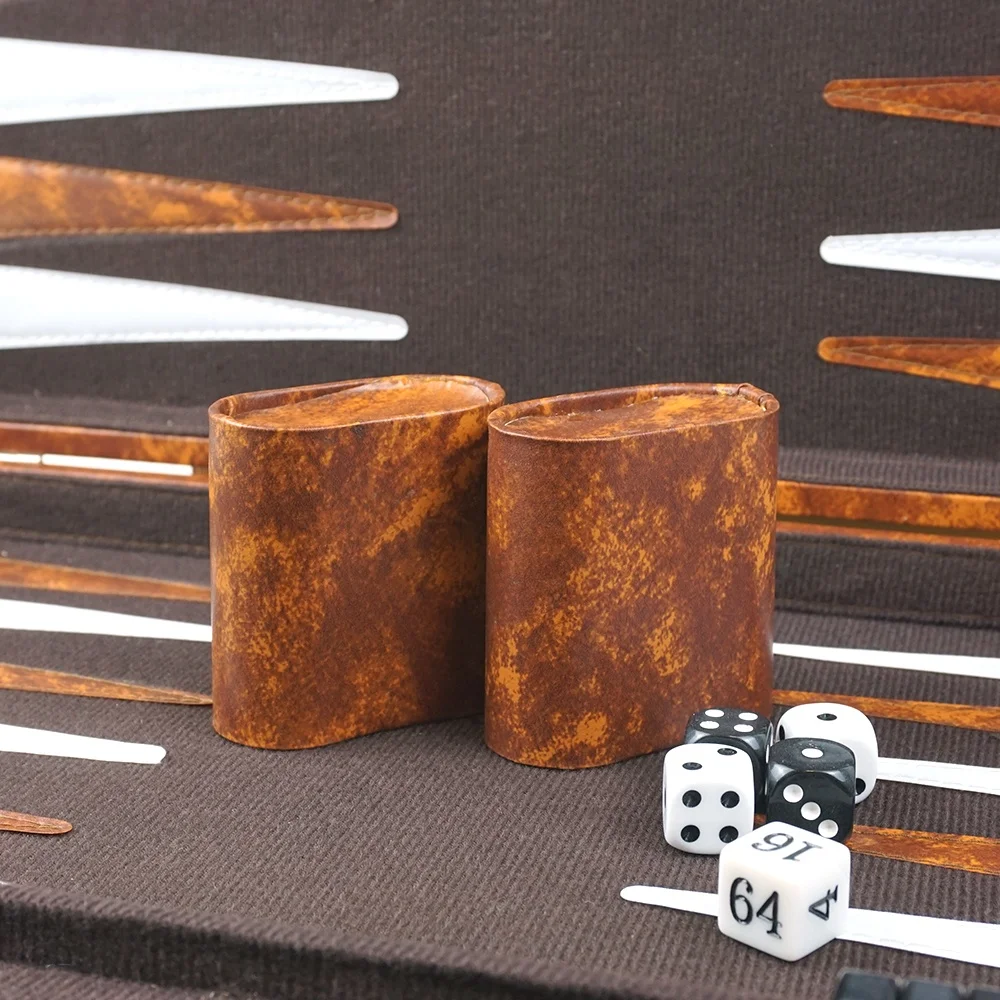 Factory Professional Backgammon Game Set 1.45inch Backgammon Pieces 18 Inch Travel Leather Board Box Set for Funny Games