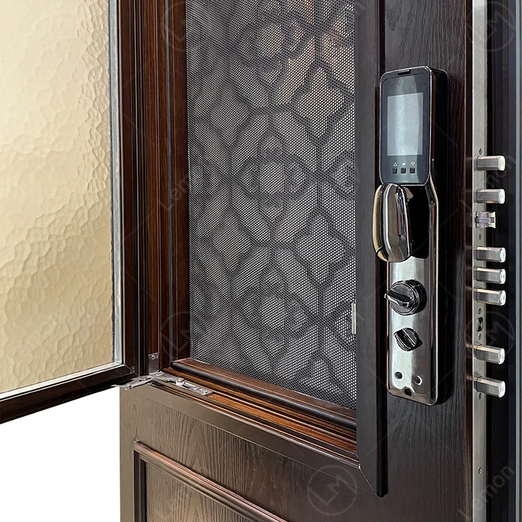 2022 Latest Design Entry Door Security Steel Exterior Door With Sliding Window House Front Entrance Doors