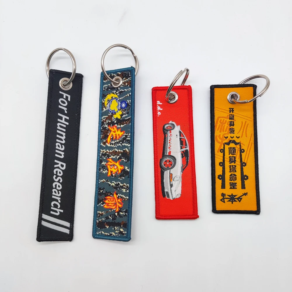 product custom printing keychain metal black carabiner key ring holder souvenir nylon short woven fabric lanyard keychain-4