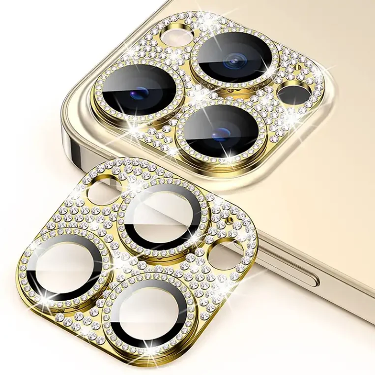 Oelrstfe Pellicola Fotocamera per iPhone 14/14 Plus,Posteriore Obiettivo Protezione Vetro Temperato,HD Trasparente Lente Schermo,Durezza 9H Anti-graffio Ultra Resistente Glitter Camera,Argento