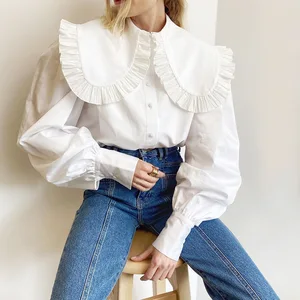 2026 Autumn Winter White Blouse Women Blouses Elegant Shirts Vintage Office Lady Casual Tops