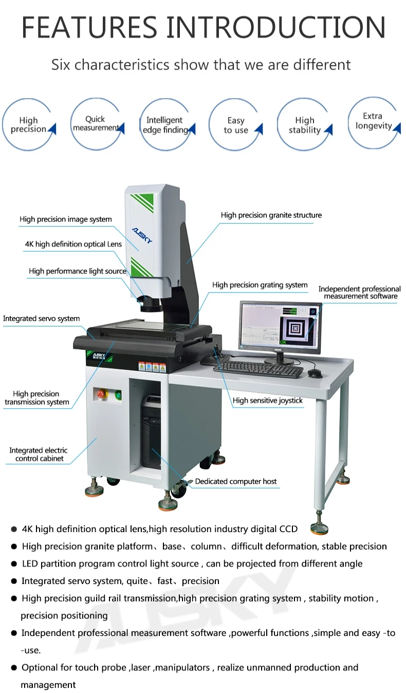 Hệ thống quang học đo video 2D & 3D CNC độ chính xác cao AMQ320 dành cho các bộ phận dập kim loại