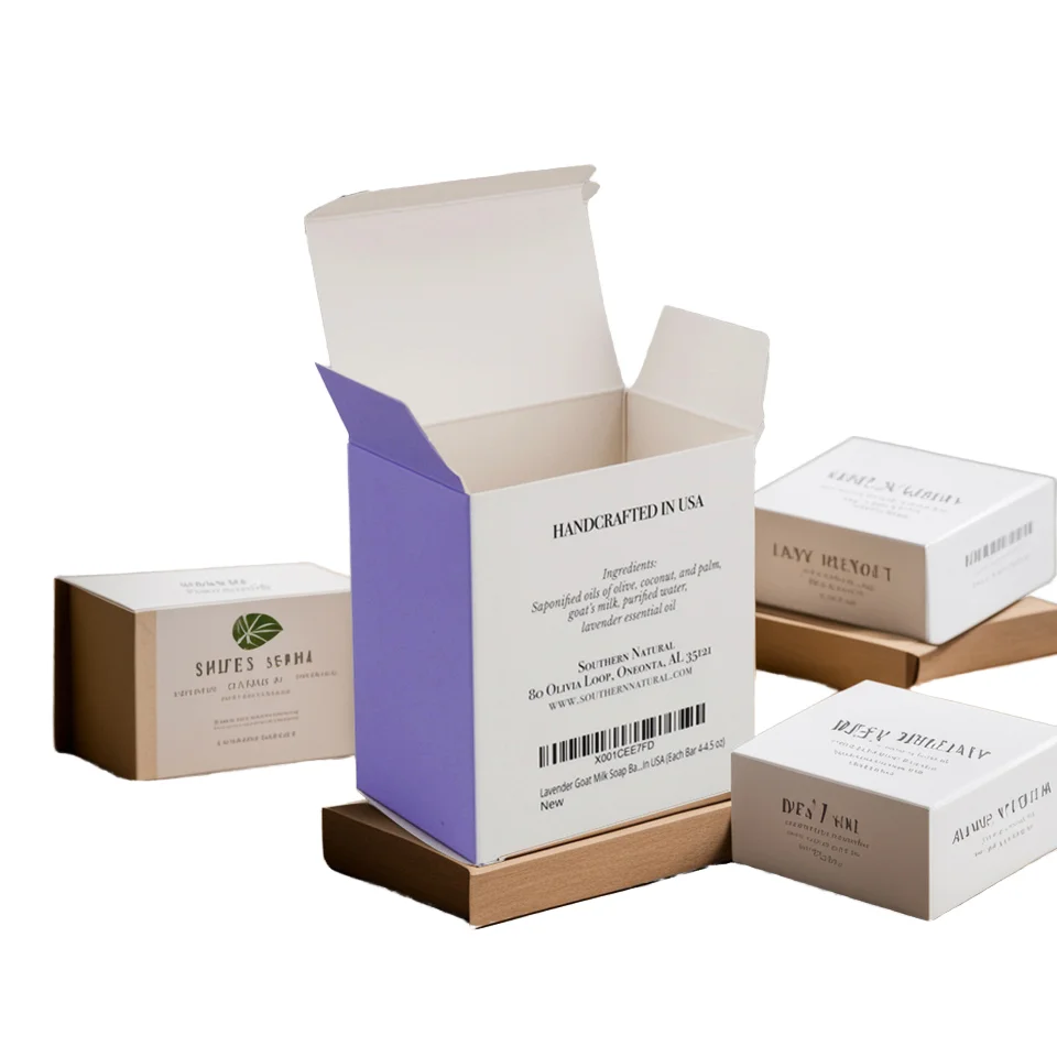 OEM High Quality Custom Soap Boxes White Cardboard Paper Packaging with Glossy Lamination Varnishing for Product Presentation