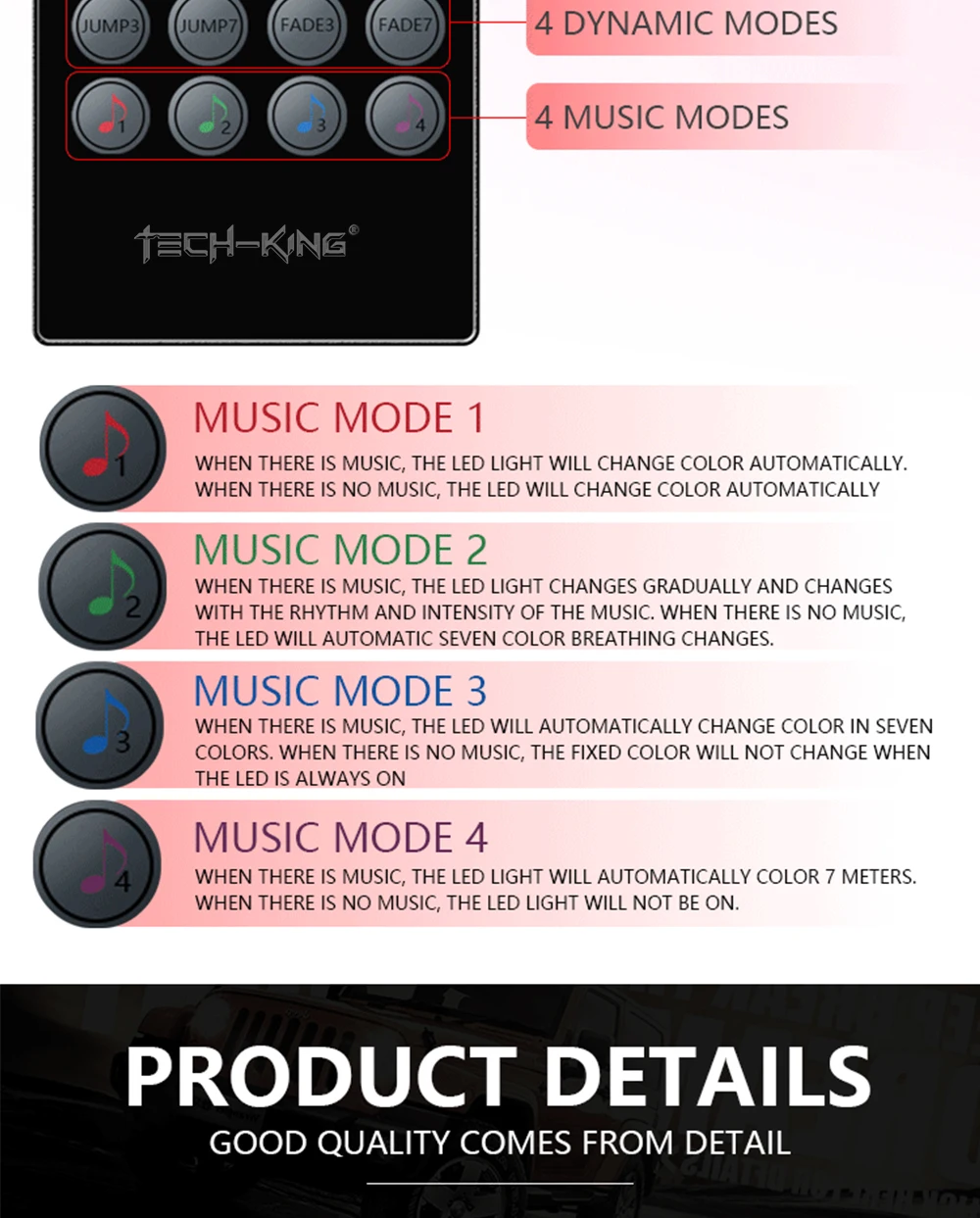 Car cigarette lighter USB plug Interior Lights Strip Decoration Bar Remote/Voice Control 48 LED RGB Car Foot Ambient Light