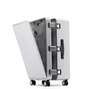 Super Thick All-aluminum Suitcase Side-opening Aluminum-magnesium Alloy Handle case Metal Front-opening Travel case Custom logo