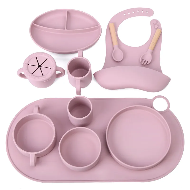 Kids Toddlers Weaning Eating Set Suction Silicone Baby Feeding Set