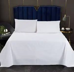 Pure Cotton Satin Linen Bed Sheets and Quilt Cover Set Pure White 4 Piece Bedding Set for Hotel School Home Use