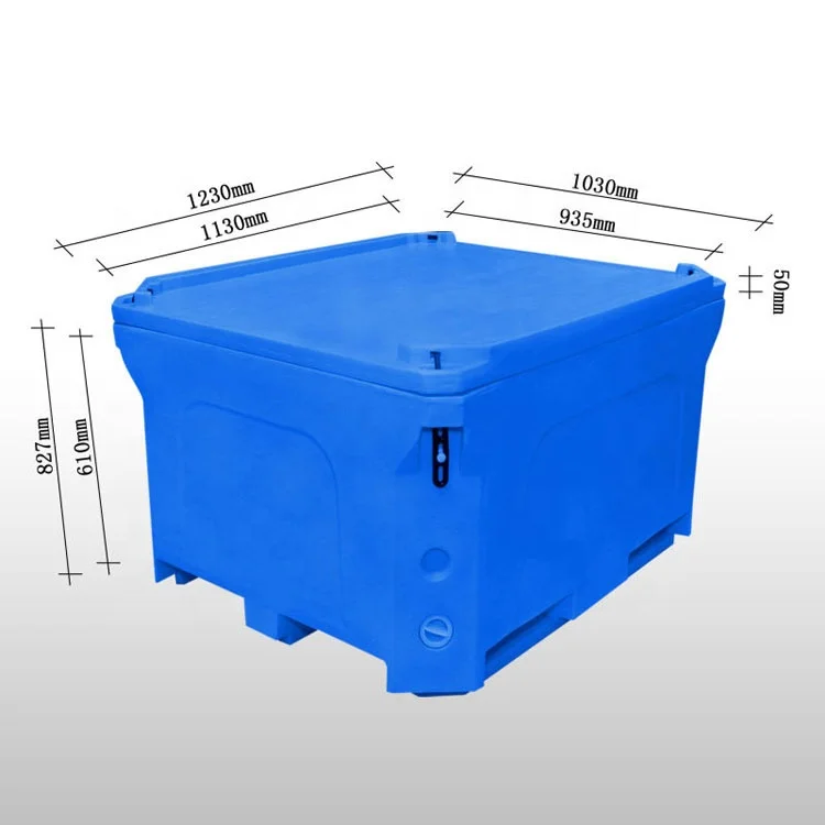 超大型600Lプラスチック断熱クーラーボックス海上食品輸送魚パレット 