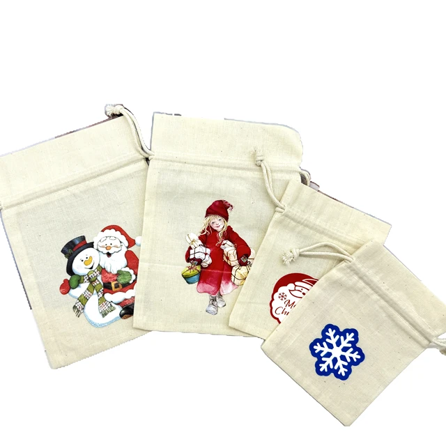 Custom Pattern Caricature Mushroom White Cotton Empty Bag Drawstring Bag Aromatherapy Bag