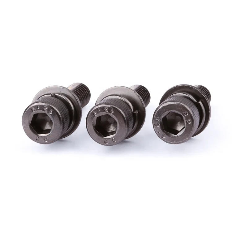 Factory price M2-M10 grade 4.8 8.8 10.9 12.9 carbon steel black nickel allen head socket sems screw DIN912