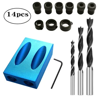 15 Degree Angle Drill Guide Set woodworking oblique hole locator drill bits Hole Puncher DIY Carpentry Tools