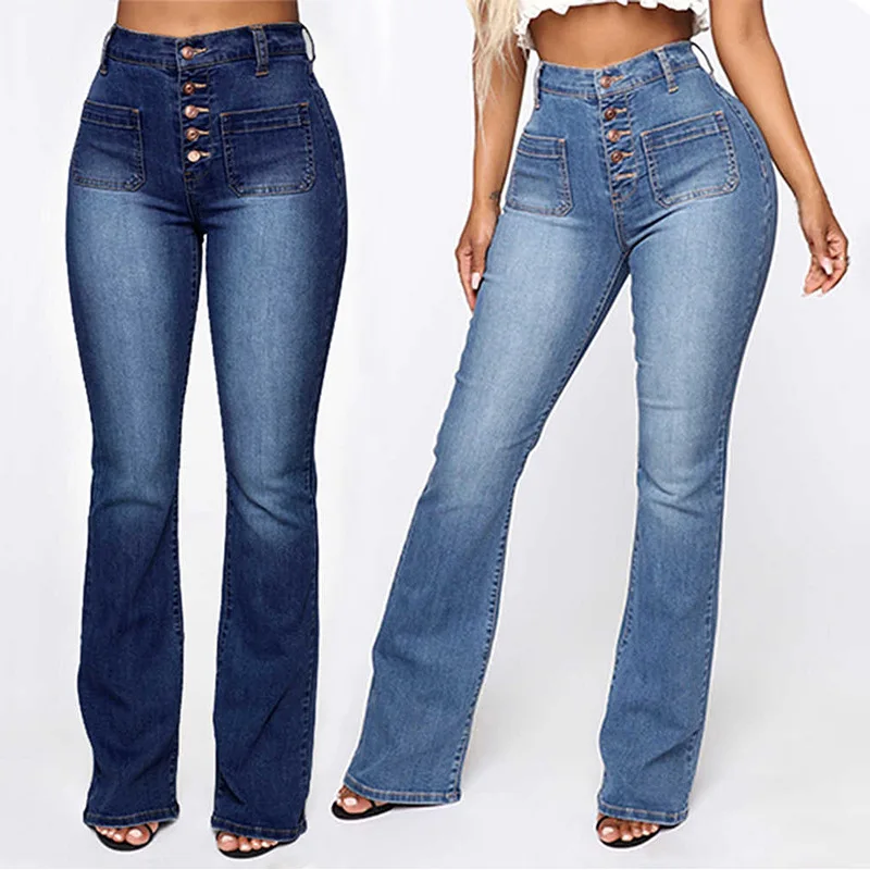 Wholesale New Fashion Plus Size Jeans Button Denim Casual Pants High ...