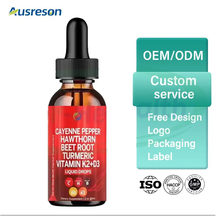 Complément Alimentaire Gouttes - Cayenne, Hawthorn, Turmeric, K2+D3 - Livraison Rapide