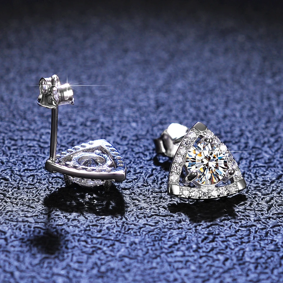 925 Sterling Silver 1ct Moissanite Round Stud Earrings Bridal Wedding Gift main image 1