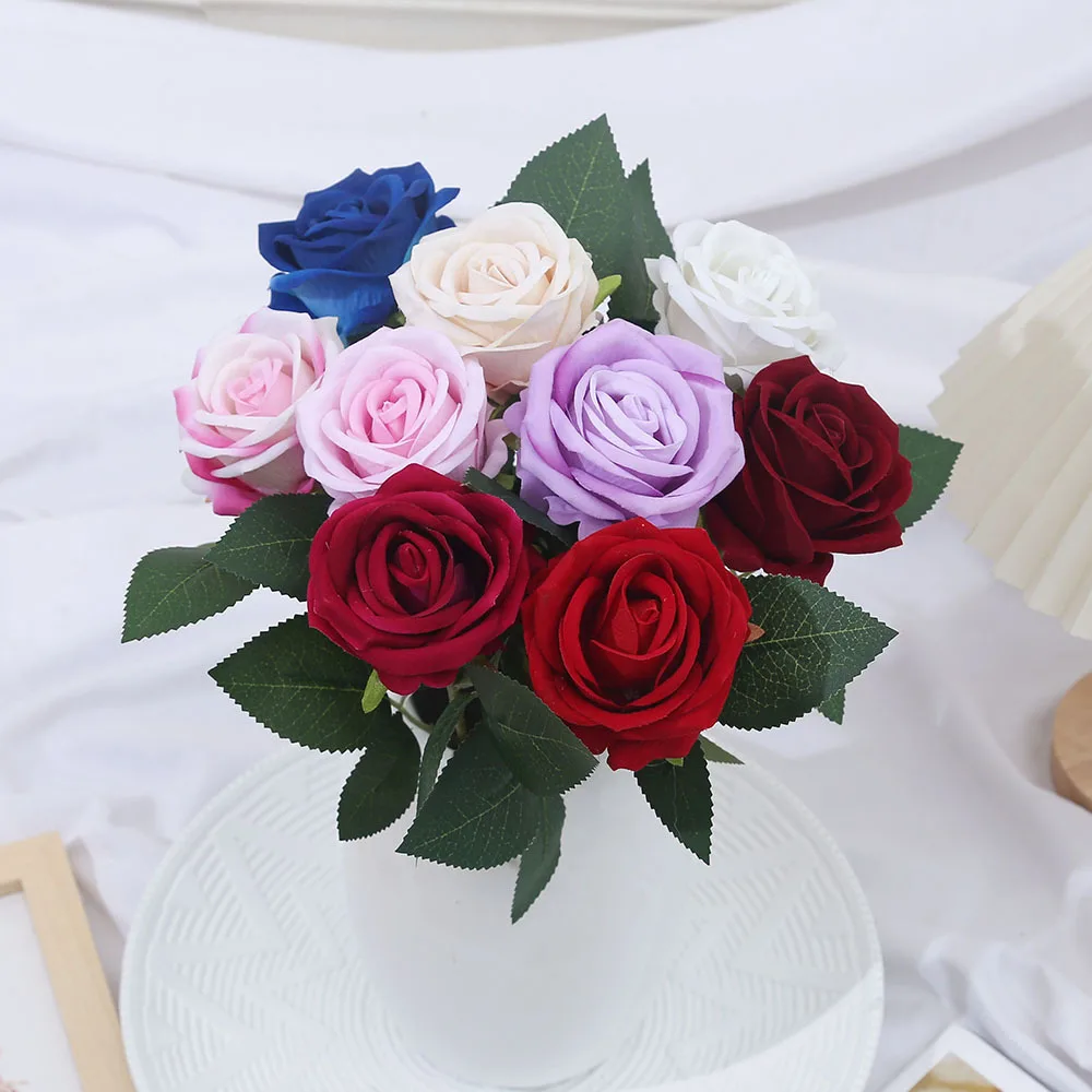 CnKnight 50 Rose Artificiali In Velluto Di Seta Con Stelo Metallico, Teste Fiore 10 Cm, Per Bouquet Da Sposa E Decorazioni
