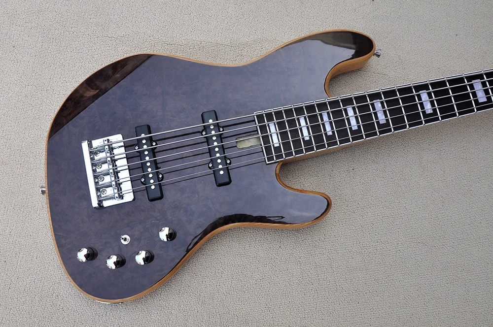 Flyoung Factory Custom Electric Bass Guitar 5 Strings Bass Ash Body Bass