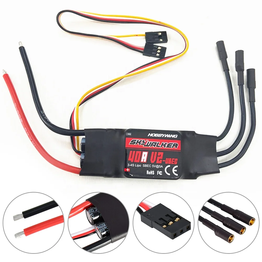 Original Hobbywing Skywalker 12a 20a 30a 40a 50a 60a 80a V2 Esc 2-6s ...