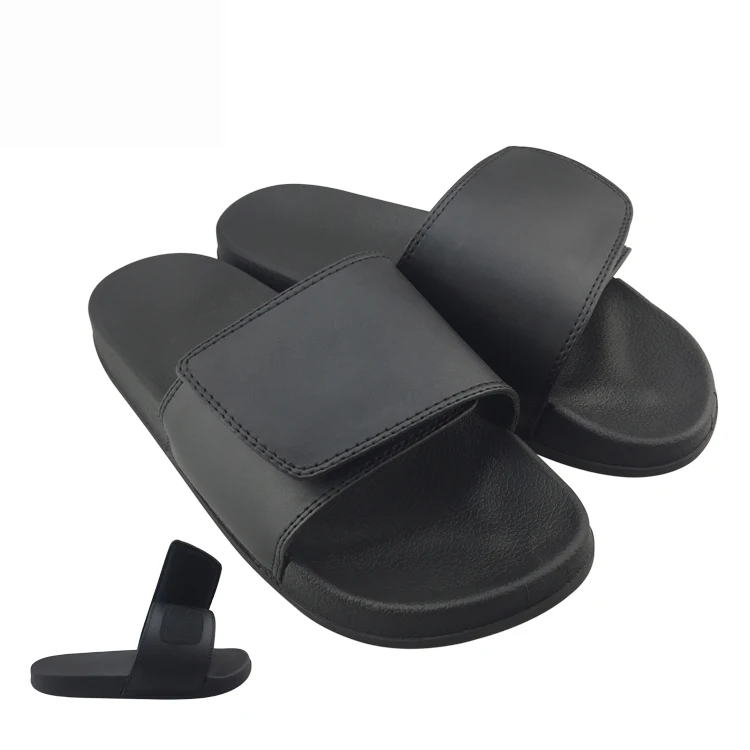 Adjustable Upper Slippers Footwear Mens Black with Logo Custom Sandals With Logo