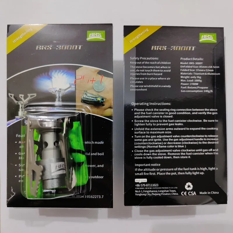 BRS-3000T Réchaud Camping Ultra Léger En Titane – 25g Seulement, 2700W Puissance, Idéal Randonnée Outdoor