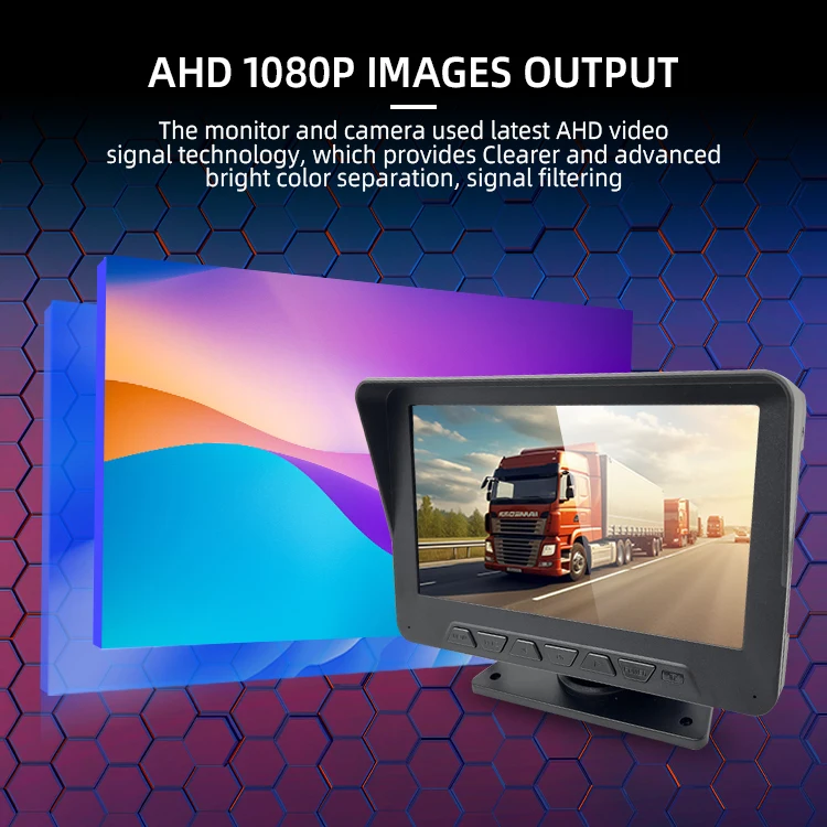 Wemaer AHD IPS 7inch 9" Dual View Monitor 2 Channels Voice Control Camera DVR Semi Bus Truck Camera System With Parking Line details