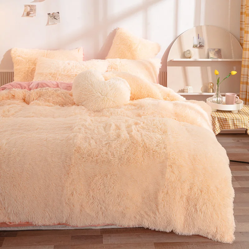 Luxury Ultra Soft 4 Pieces Plush Shaggy Duvet Cover Fluffy Comforter