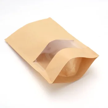 Brown paper bags Fast delivery draft paper zipper pouch/high quality bags with a window