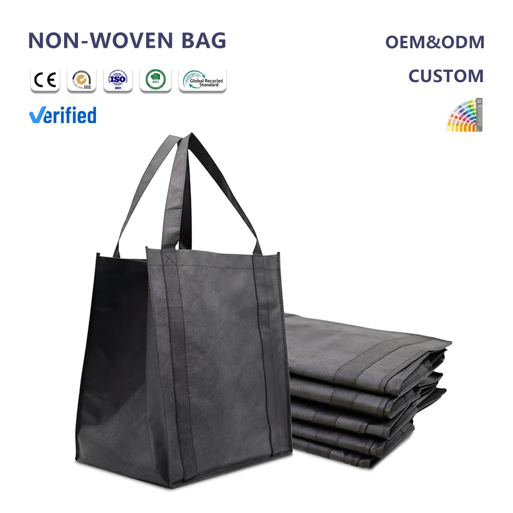 Customized Eco-Friendly Reusable Foldable Polyester Non-Woven Shopping Bag Letter Pattern Custom Logo Travel-Friendly Handled