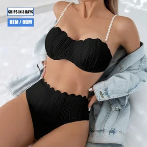 2026 Push-up Solid Color Sexy Texture Special Fabric Bikini 2026 New Hot Spring Fashion Backless Swimsuit Suit