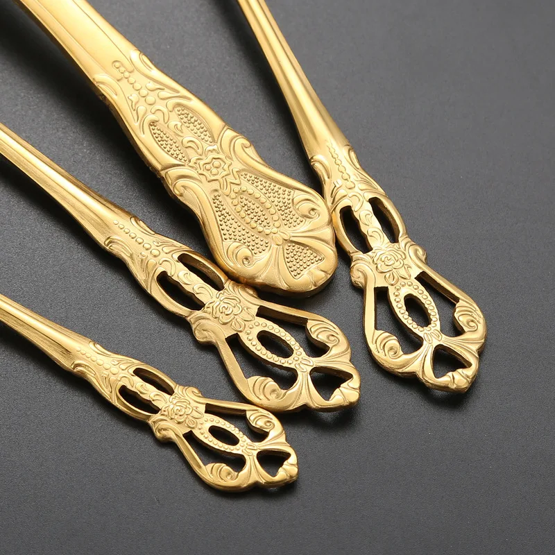 Cubiertos Restaurant Spoon and Fork Set Wedding Bulk Silverware Cutlery Luxury Gold Flatware Set