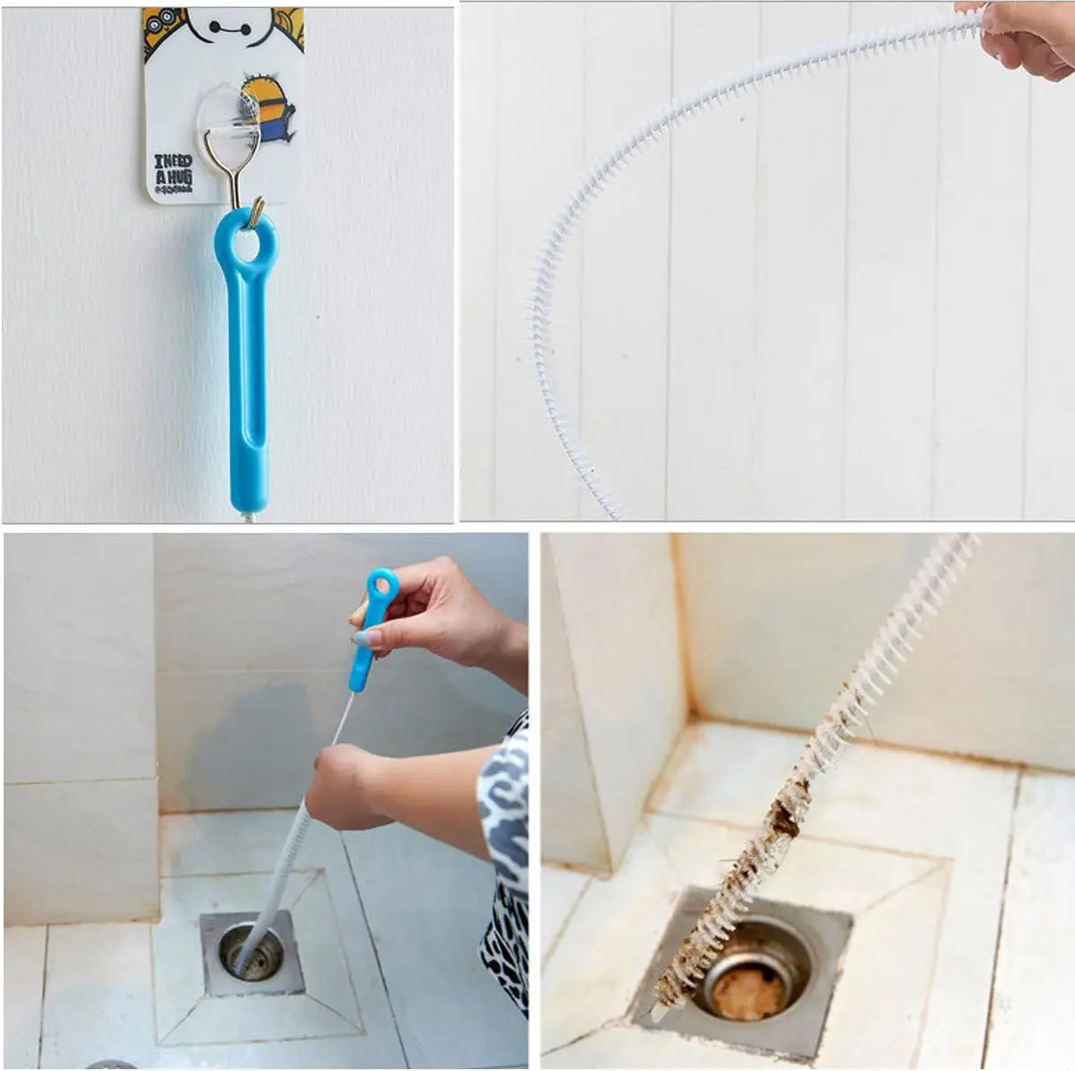 Clog Remover Drain Relief Auger Cleaner Tool Sink Drain and Snake Overflow Cleaning Brush Sewer Hair Catcher