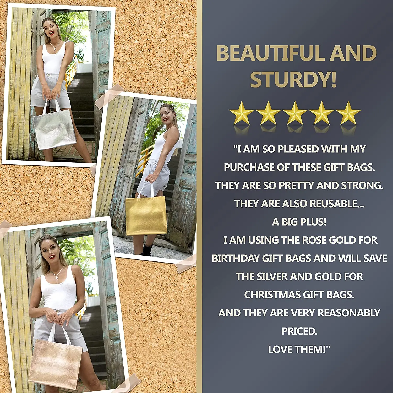 Glossy Reusable Grocery Shopping Non-woven Tote Bag Foldable Eco pp Non Woven Bag for Birthday Party Wedding manufacture