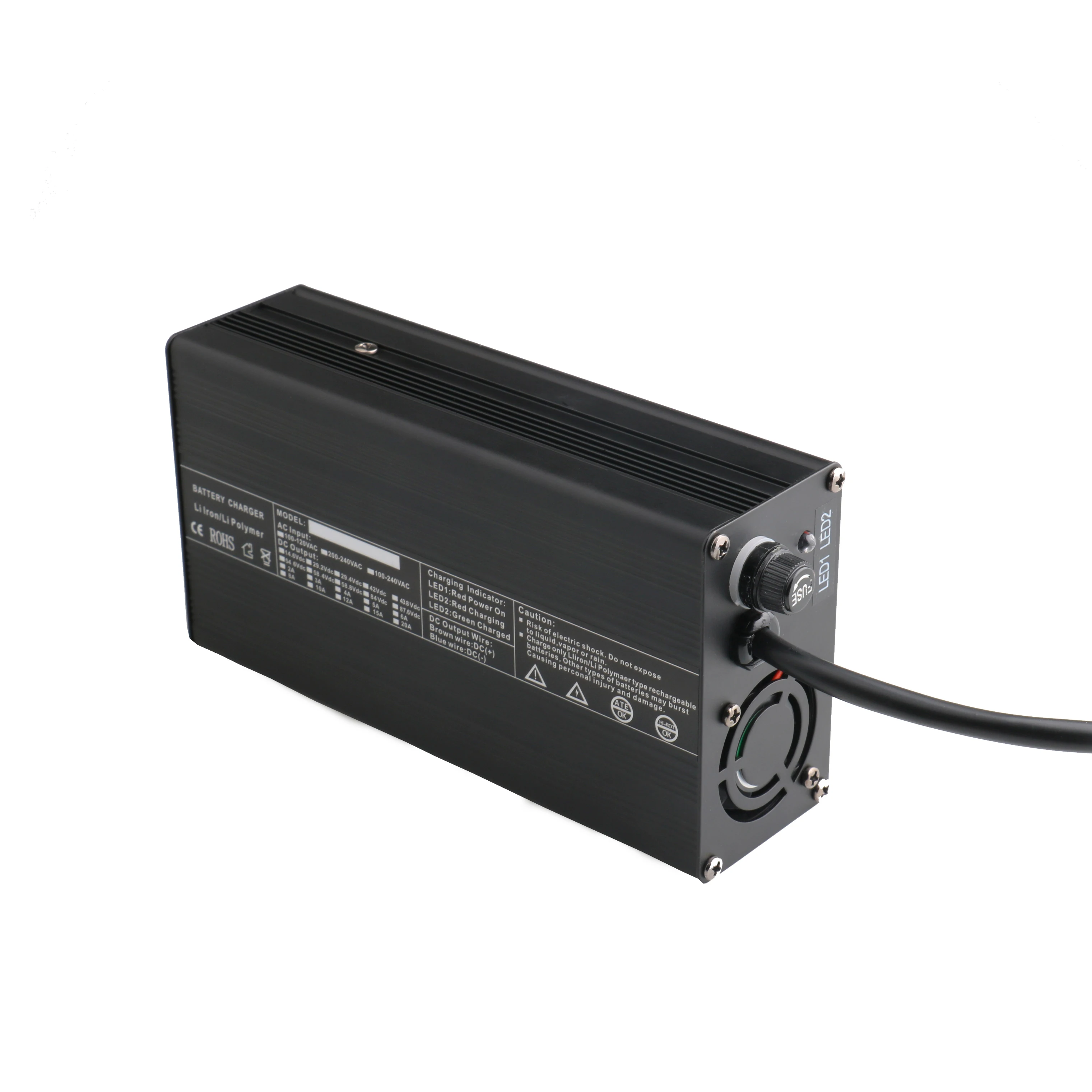 Caricabatterie Multifunzione Li-ion 29.4V-96.6V 2A/5A Con Ventola – Per 24V 36V 48V 60V 72V, Modelli 54.6V, 58.8V, 67.2V, 84V, 96.6V