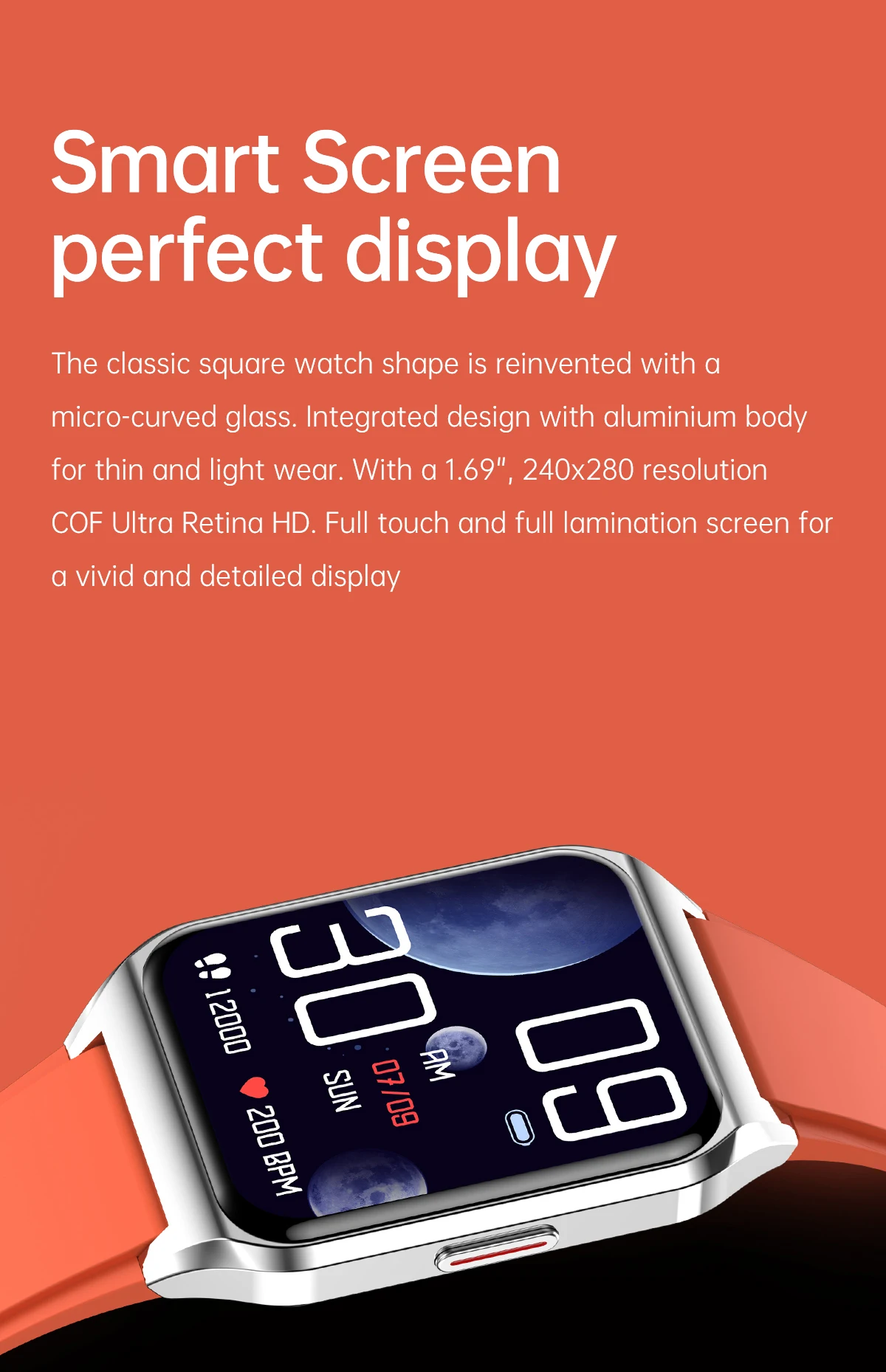 OEM H60 HD Display Fitness Smart Watch für Männer Modische Fitness