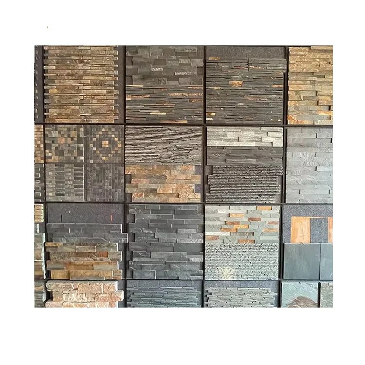 Rusty Black Natural Slate Culture Stone Outdoor Decorative Tile Fireplace Exterior Wall Cladding Antacid Erosion Split