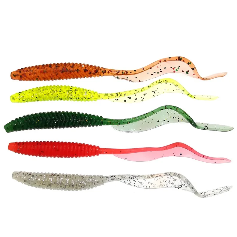 Scented Lure Worms Soft Plastic Grub X10 Curly Tail Beach Worm 12cm Grubs 