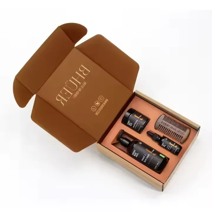 Customized Logo Magnetic Flip Corrugated Gift Box Exquisite Small Cosmetic Cardboard Packaging with Embossing Printing manufacture