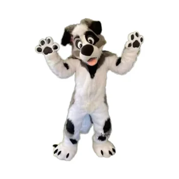 Long haired Husky dog Cartoon Doll Costume Husky Dog Man Walking Performance Adult Cosplay Clothing Cat Animal Mascot Costume