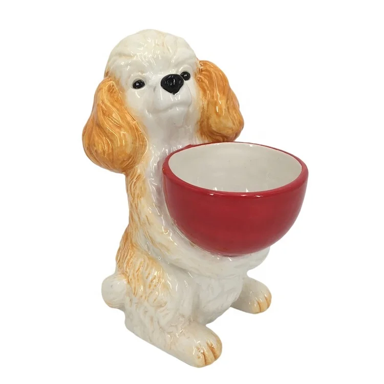 Factory Supplier Table Set Ceramic Bowls Serving Bowl egg holder tealight holder with 3d cut puppy pet dog design the best gifts