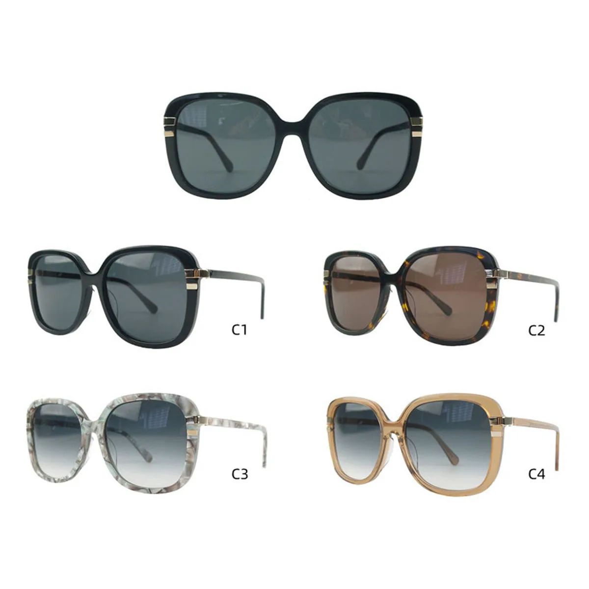 Women Driving Polarized Sunglasses Oversized Acetate Round 
